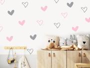 Adesivo de Parede Corações Rosa e Cinza - senhorita decor