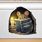 Adesivo de Parede Criativo Ratinho 3D Lendo Divertido Decorativo para Casa Sala Quarto Sticker Adesivo de Parede Criativo Ratinho 3D Lendo Divertido Decorativo para Casa Sala Quarto Sticker