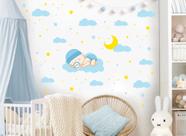 adesivo de parede decoração berço bebê lua nuvem