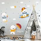 Adesivo De Parede Decoração Menino E Menina Urso Guarda Sol Adesivo De Parede Decoração Menino E Menina Urso Guarda Sol