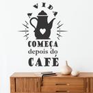 Adesivo De Parede Decorativo Frase A Vida Começa Depois do Café
