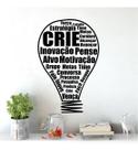 Adesivo De Parede Decorativo Frase Inovação E Ideias Lâmpada
