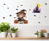 Adesivo de Parede Decorativo Halloween Bruxinha Cute Adesivo de Parede Decorativo Halloween Bruxinha Cute
