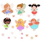 Adesivo de Parede Decorativo Infantil Fadas Floridas Estrela