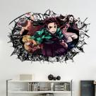 Adesivo de parede Demon Slayer 3D para decoração de quarto ou dormitório