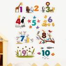 Adesivo de parede, desenhos animados, números de animais, 1-10, PVC educacional