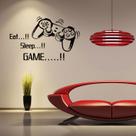 Adesivo de parede Eat Sleep Game, decoração autoadesiva para jogadores
