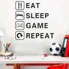 Adesivo de parede Eat Sleep Game Repeat Autoadesivo Decor