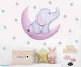 adesivo de parede elefante estrelas lua aquarela