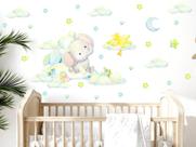 adesivo de parede elefante nuvem aquarela decoração infantil