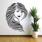 Adesivo de parede elegante para mulher de cabelos compridos em PVC 58x80cm Adesivo de parede elegante para mulher de cabelos compridos em PVC 58x80cm