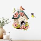 Adesivo de parede em aquarela Birdcage Floral and Bird Design Adesivo de parede em aquarela Birdcage Floral and Bird Design