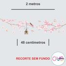 Adesivo de Parede em Recorte sem fundo flores rosas e passarinho 200x48cm - GVS DECOR