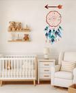 adesivo de parede filtro dos sonhos flecha aquarela decoração minimalista penas coloridas