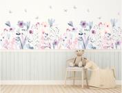 Adesivo de Parede Florais Jardim Floral Boho e Borboletas