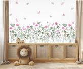 Adesivo de Parede Floral Folhagens Boho e Borboletas Jardim