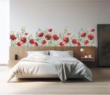 Adesivo de Parede Folhagens e Flores Vermelhas Boho