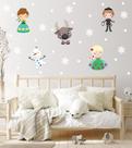 adesivo de parede frozen cute floquinho neve e bolinhas