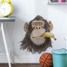 Adesivo de parede Funny Animal Face Cute Monkey com banana em PVC