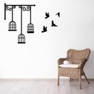 Adesivo de Parede Gaiolas e Pássaros para Sala 77x60cm