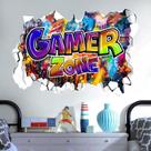 Adesivo de parede Gamer Zone 3D Cool Game Room Decor