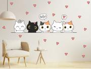 adesivo de parede gatos felinos corações decoração gatinhos animais