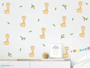 Adesivo de Parede Girafas e Folhas Miniaturas Cute Baby Adesivo de Parede Girafas e Folhas Miniaturas Cute Baby