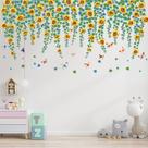 Adesivo de parede Girassol, videira e borboleta para decoração de casa