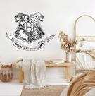 adesivo de parede harry potter brasão escola de bruxos preto e branco