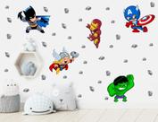 adesivo de parede heróis cute baby vingadores