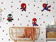adesivo de parede homem aranha cute spider-man heróis filme desenho infantil