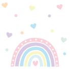 Adesivo De Parede Infantil Arco Iris 100 Bolinhas E Corações