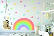 Adesivo de Parede Infantil Arco Iris Aquarela e Estrelas
