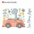 Adesivo de Parede Infantil Dinossauro Carro Nome