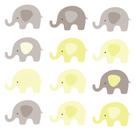 Adesivo de Parede Infantil Elefante Amarelo e Cinza 48un 12x