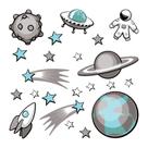 Adesivo de Parede Infantil Espaço Planeta Quarto Menino - 077ir