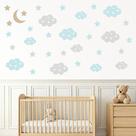 Adesivo de Parede Infantil Lua, Nuvens e Estrelas Menino Decoração Bebê 222adn Adesivo de Parede Infantil Lua, Nuvens e Estrelas Menino Decoração Bebê 222adn