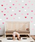 Adesivo de Parede Infantil Mini Coração - 120 Corações em 3 Cores