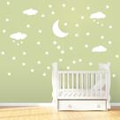 Adesivo de Parede Infantil Nuvens Lua e Estrelas Branco Adesivo de Parede Infantil Nuvens Lua e Estrelas Branco