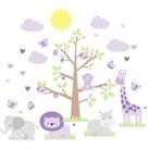 Adesivo de Parede Infantil para Quarto Safari Menina Lilas