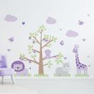 Adesivo de Parede Infantil para Quarto Safari Menina Lilas