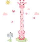 Adesivo de Parede Infantil Régua Girafa Rosa e Borboletas