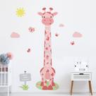 Adesivo de Parede Infantil Régua Girafa Rosa e Borboletas