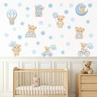 Adesivo de Parede Infantil Ursinhos Azul Quarto Menino Decoração Bebê 263adn Adesivo de Parede Infantil Ursinhos Azul Quarto Menino Decoração Bebê 263adn