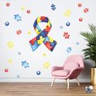 Adesivo de Parede Laço do Autismo e Quebra cabeça Aquarela