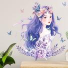 Adesivo de parede Linda garota de desenho animado para decoração de quarto 45x50cm