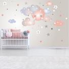 Adesivo de Parede Lua Sleepy e Nuvens
