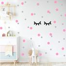 adesivo de parede meninas bolinhas rosa bebê cílios sleep adesivo de parede meninas bolinhas rosa bebê cílios sleep