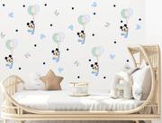 Adesivo de Parede Mickey Cute Baby com Bexigas e Bolinhas Decoração Quarto de Meninos