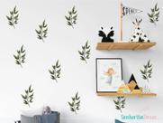 adesivo de parede mini folhas florais decoração quarto sala